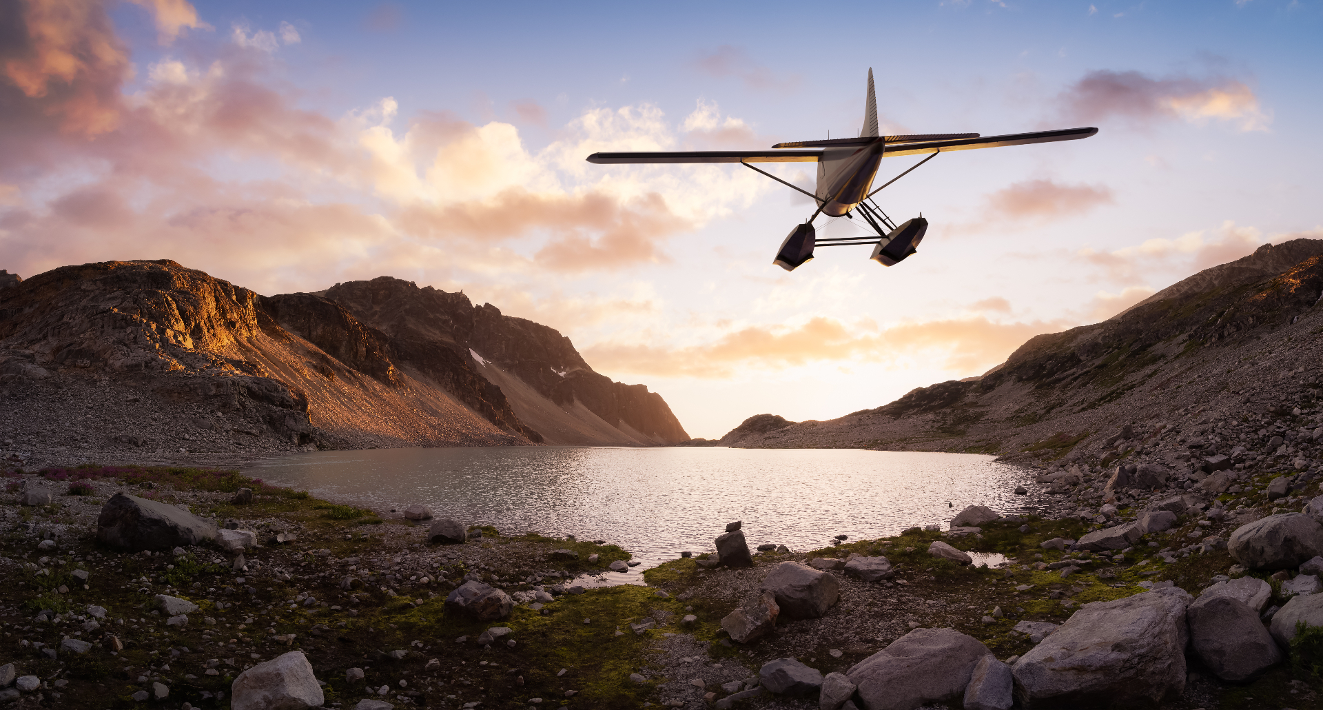 Backcountry airplane parked on a high desert airstrip in Central Oregon at golden hour